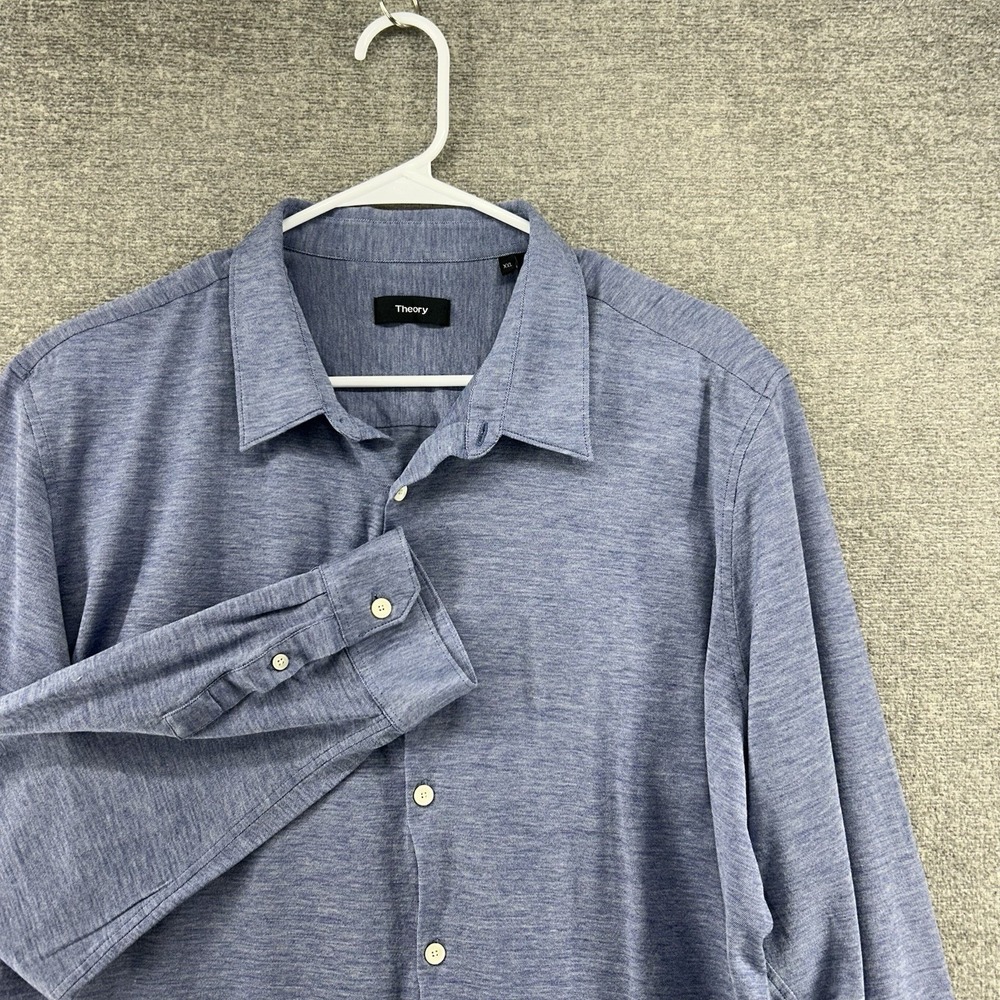 Theory Dress Shirt Men Size XXL Light Blue Cotton Long Sleeve Button Up